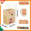 Gift Wrap Ourwarm 12st Christmas Bag With Handtag Kraft Paper Bags Elk Snowflake 2024 Xmas Party Candy Cookie Present Decor