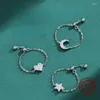 Cluster ringen lichte luxe S925 Sterling Silver Star Ring voor vrouwen met Europese en Amerikaanse stijl verstelbare openingsketen Niche