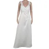 Party Dresses Summer Elegant Backless White Lace Wedding Dress Women Sexy V-neck Sleeveless Cocktail Long Gown