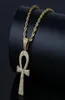 Hip Hop Silver / Gold Couleur Jésus Égyptien ankh Collier pendentif clé Cumbic Zirconia Longues chaînes pour hommes et femmes7496623