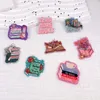 Charms 10pcs ACRYLIC ESCOLA Brincos pendentes Diy Bag Decoration Glitter Design Acessórios da moda