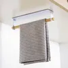 Kitchen Storage 1PCS Wall Mounted Viscose Towel Rod No Punching Iron Wooden Rack Cloth Closet Home Accessories