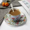 Tasses Saucers Creative Bos China Set European Café Caxe English Pastoral Ceramic Afternoon Tea Fleur noire