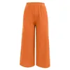 Women's Pants Women White Cotton Linen Summer High Waist Cropped Wide Leg 2024 Elastic Straight Trousers Casual Pantalones