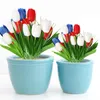 Dekorative Blumen künstlicher 3pcs 6 Gabelköpfe Simulation Tulpen Seiden Pfingstrosen in Vase Home Decor