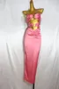 Повседневные платья Feicheng Женская одежда мода Элегантная слабая подсадка Сексуальное атласное приморское приморское приморское праздничное платье для сундука 140