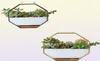 吊り下げ式の植木鉢セラミックフラワーポットスタンドホルダーブラックゴールドアイアンラック竹鉄道デスクトップ幾何学サクタスプランターY23032878