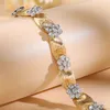 Donne Bracciale di lusso Bracciale Gioielli Real 18K GOLL GOLL VVS Moissanite Diamond Flower Links per ragazze Donne per feste per matrimoni gioielli