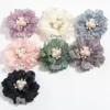 Fleurs décoratives 5pcs 5cm 1,98 "Gauze en maille perlé fleur artificielle boutique de dentelle de dentelle