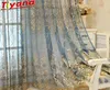 Blue Luxury Embroidery Tulle for Living Room Cheap Curtain Window Drapes for Bedroom Discount Yellow Thin Curtain Voile 40 LJ20126060611