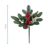 Fleurs décoratives 1 pc artificiel Noël Berry Red Berry Mini Pine Pine Bene Cone Branches pour Noël DIY Couronne de bricolage Navidad Decoration