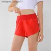 Shorts voor dames L8263 High-Rise Lined Short Pants Women Sports Yoga Shorts met rugzipperzak Running Shorts C240413