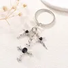 Keychains Y2k Trendy Cross Cool Pretty Black Rhinestone Key Rings For Women Girls Friendship Birthday Gift Handmade DIY Jewelry