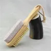 Outils de bain Accessoires Foot Care Natural Natural Massage Brosse Brosse à deux côtés Piets de pierre de pierre Exfoliant les outils de pédicure de brosse de déménagement de la peau morte 240413