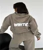 Designer Tracksuit Women White Hoodie Sets Two 2 Piece Set Women Clothes Clothing Set Sporty Long Sleeved Pullover Hooded Tracksuits