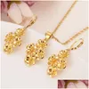Серьги Ожерелье Золотые цветы, собранные красивые мелкие золотые подвесные цепь Цветы Ювелирные ювелирные изделия, невеста Bijoux Giftd Drop Delivery Set OTV3H