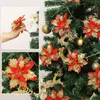 Dekorativa blommor 12 PCS Glitter Pinsettia 5.5 "Artificial Christmas Xmas Tree Ornaments for Wedding Party Wreath Decoration