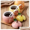 Other Dinnerware Creative Ceramic Seasoning Jar Bottle Kitchen Decoration Racks Fruit Melon Shape Spices Storage Tank Sugar Bowl Wit Dhqer