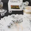 Festliche Lieferungen 12pcs/Set Disco Ball Cupcake Toppers Dekor Picks Silber Mirror 3D -Kuchen 70er 80er Jahre Themenpartydekorationen