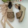 Designer Women Matelasse Platform Sandal Leather Platform Espadrille Fashion Céde de mode Grass de sandale tissé HEURS HEEL CUILLE CUIR TIME 35-41