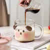 Copos de vinho pintados à mão Cartoon Animal Tumbler Office Coffee Caneca Breakfast Breakfast Girls Kawaii Water Couples