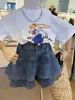 Ragazze per bambini in denim Short Short Short Gonne arruffate di torta Arrivo per bambini Princess Casual Skirt Style Korean Cute Cotton Skirt 240329