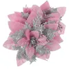 Dekorativa blommor Juldekorationer Xmas Artificial Poinsettia Flower Fake Clip