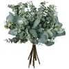装飾的な花の膿瘍混合ユーカリの葉の茎は、人工銀ドルのピックとフェイクブランチの茎