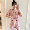 Abbigliamento da casa a maniche corta casual femminile da donna che dorme sale da pigiama v del collo donne lingeries rosa sexy pijama femminino notturt