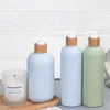 Förvaringsflaskor avokado resor flaskling tom lotion flaska med bambubum pump schampo duschgel kropp tvätt badrum tvål dispenser