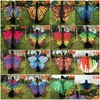 Lenços mulheres novas colorf Butterfly Wing Cape Chiffon Long Festy Party Party elegante pavão de pavão de xale embrulhada em toalha de praia Saronk er gota del dhiub