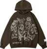 Sweats à capuche féminine Sweatshirts Y2K American Retro Cartoon en peluche Lazy Cotton Kpop Chic Hooded Tyyz Harajuku Graphic Oversize Streetwear pour les années 90 Femme 240413