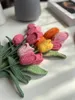 Fleurs décoratives 5 pièces tricoter les tulipes artificielles rouges plante home office el décoration ornement