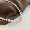 Bärade halsband Jacoso Letter Pendant Retro Chorker Halsband för kvinnor smycken brudpärlor överdrivna nisch enkel gyllene accessor ot04i