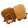 Carpets Cute Panda Toast Shape Warm Gloves USB Heated Hand Warmer Heating Half Finger Winter For Office Christmas Gift