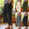 Pantaloni da donna Donne donne casual solide elastica bianche di cotone sottile con tascabile estate lungo la caviglia del suolo sterzata