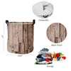 Waszakken houten bord retro vuile mand opvouwbare ronde waterdichte huisorganisator kleding kinderen speelgoed opslag