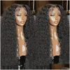 Spetsspår 180Ddensitet Curly Simation Human Hair Brazilian Water Wave Front For Black Women Pre Plucked Color Deep Syntetic Frontal Dr DHL8H