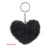 Keychains Lanyards 8CM Fluffy pompom Keychain Gifts for Women Soft Heart Shape Pompon Fake Rabbit Key Chain Ball Car Bag Accessories Key Ring