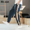 Zomer 100% katoenen broek met brede pootbroek Harajuku Mens Jogger Harem Fashion Baggy Casual Trousers Gym Running Heatpants 240412