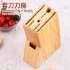 Kitchen Storage Black Plastic Seat Wooden Knife Multi-socket Rack