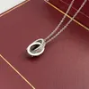 2024choker womens necklace love jewelry gold pendant dual ring stainless steel jewlery fashion oval interlocking rings Clavicular chain necklaces designer