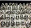 Men039S mode 50st. Lassor Top Mix Style Big Size Skull Carved Biker Silver Plated Rings Smycken Skeleton Ring5443663