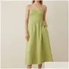 Basic Casual Dresses Womens Sling Robes Solid Color Strapless Backless Zipper High Waist Summer Y Sleeveless Midi Dress Drop Delivery Dhgcq