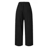 Pantalon féminin Femmes Casual Solid Elastic Taile mince coton Lin de coton avec poche Papin de survêtement de la cheville de la cheville