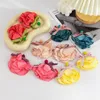 Boucles d'oreilles en peluche salicon exagéré grande satin fleur colorée goutte de fleur de femme bohème arc ruban grand tendance bijoux vintage