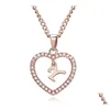 Collane a pendente classiche rose oro rosa 26 lettere diamante pavimensionato amore alfabeto a-z collana iniziale di donna gioiello dropele consegna dhz8c dhz8c