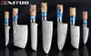 Xituo Kitchen Knivesset Damas acier VG10 Chef couteau à pain au pain couteau bleu résine et coloriage de la poignée en bois Tool de cuisson 7976427