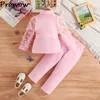 Clothing Sets Prowow Kids Clothes Girls Blazer Applique Butterfly Sleeve Coat Long Pants Designer Luxury Suit For Children