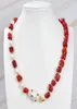 Guaiguai Jewelry Red Coral Белое жемчужное ожерелье белое кеши жемчужное CZ подвесная подвеска для женщин настоящая драгоценные камни Каменная леди мода 2249912